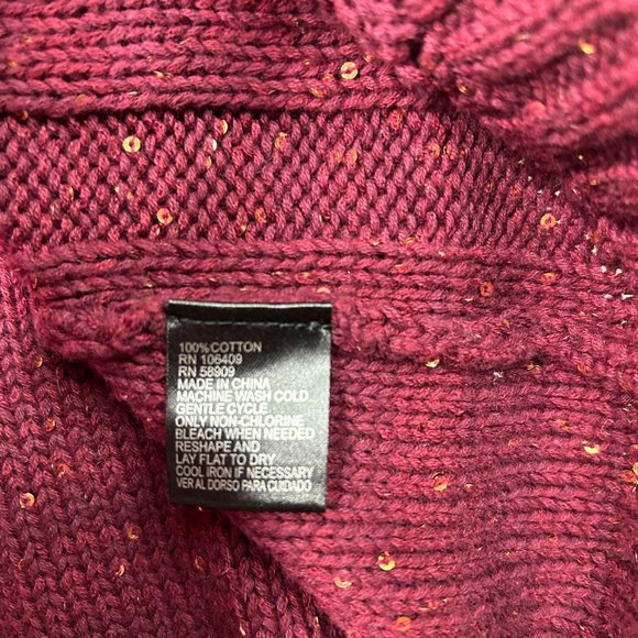 Cremieux Sweater Top Women's Small Round Neck Maroon w/ Gold Sequins NWT - Picture 7 of 13